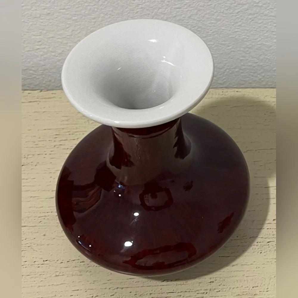Rare Vintage Jingdezhen Oxblood Vase‎ From Gumps San Francisco With Box EUC